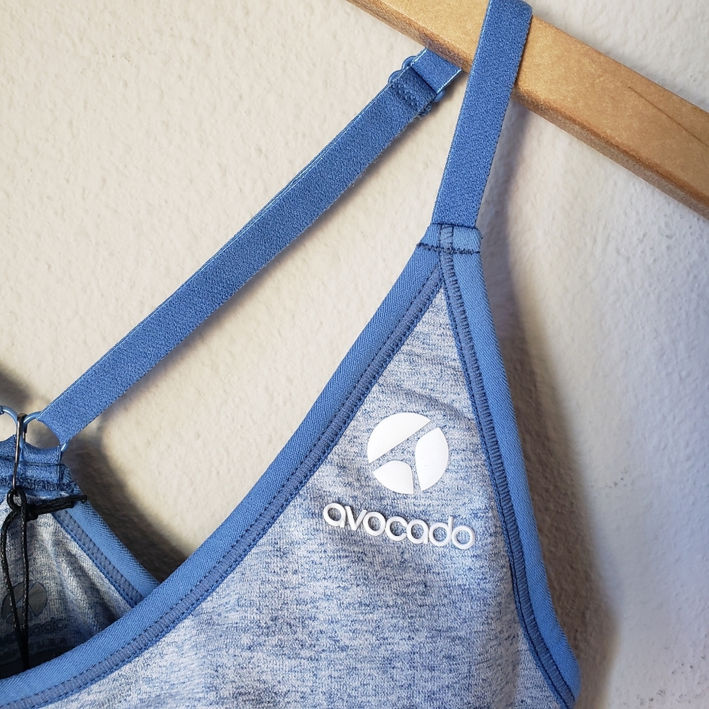 Avocado | Blue Moisture Wicking Light-Medium Support Sports Bra - Picture 5 of 9